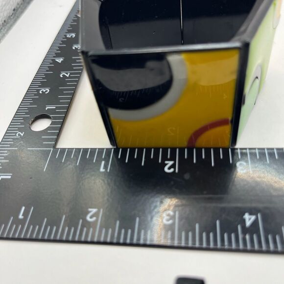 Colorful Geometric Lucite Bracelet and Orange Bead pierced earrings. - Picture 8 of 11